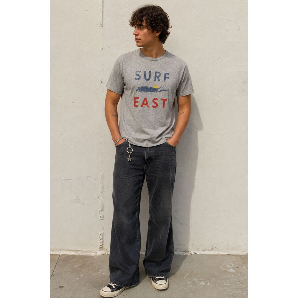 Faherty Gray Malibu Surf East 100% Cotton T Shirt Tee Top   Mens Size Large